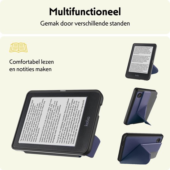 Hoesje Geschikt voor Kobo Clara BW Hoes Bescherm Hoesje Case Sleep Cover Trifold Met Screenprotector - Hoes Geschikt voor Kobo Clara BW Hoesje - Donkerblauw van Hoesje  — afbeelding 3