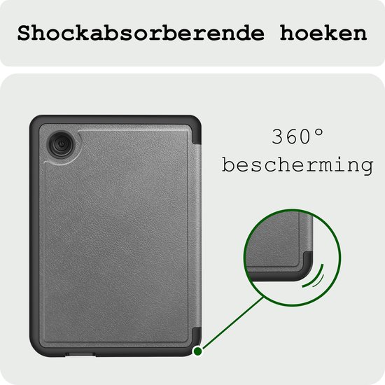 Hoes Geschikt voor Kobo Clara BW Hoesje Bookcase Cover Hoes Trifold - Hoesje Geschikt voor Kobo Clara BW Hoes Cover Case - Grijs van Berbineo — afbeelding 5