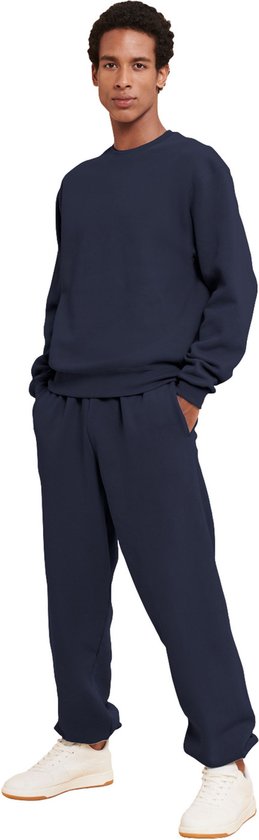 Foto: Untje klassiek huispak joggingpak dames heren unisex sweatshirt joggingbroek katoen fleece winter donker marine l