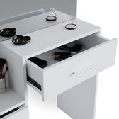 Vicco Ensemble table de maquillage avec tabouret Conrada, Wit, 80 cm avec éclairage LED et tabouret