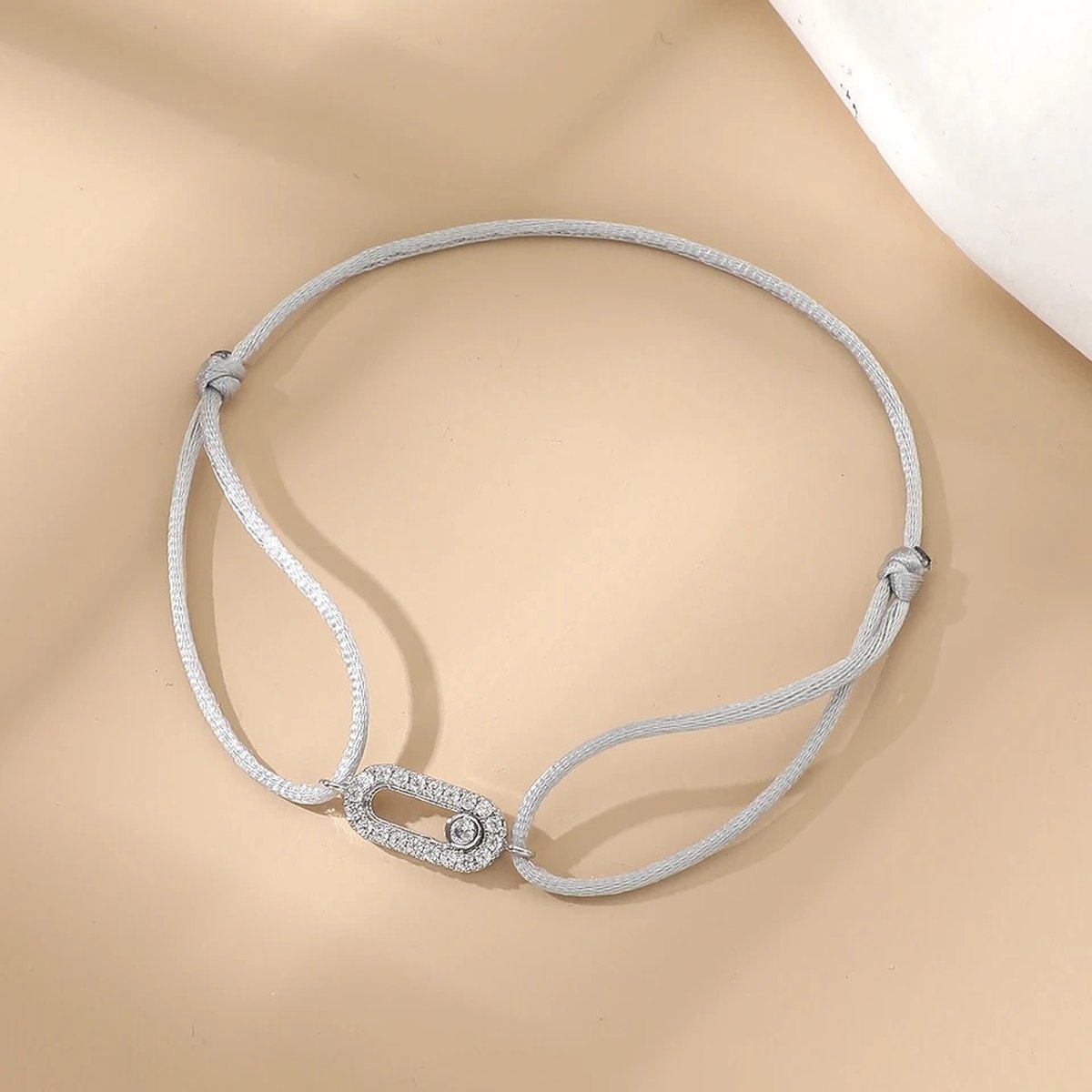Soraro Move Zirkonia Armband | Grijs | Touw Armband | Soraro Armbanden | Cadeau voor haar | Verjaardag vrouw