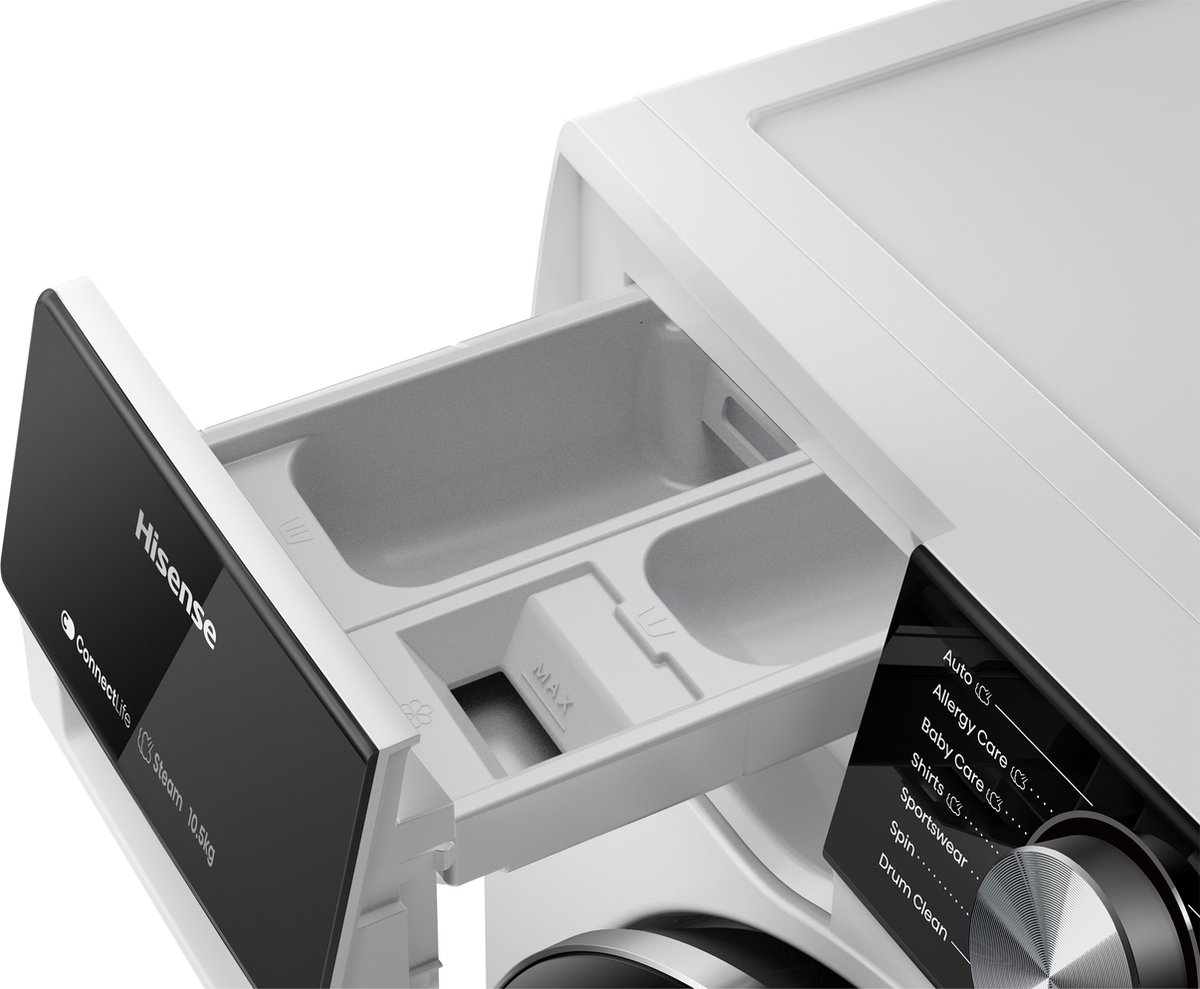 Hisense Wasmachine WF5S1043BW - 10.5kg - A-Klasse - StoomFunctie - ConnectLife - 72dB (A) - Audiosignaal - Koud wassen 15 °C — afbeelding 6