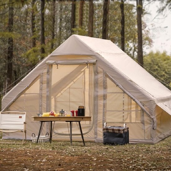 Lovue - Campingtent voor 4 personen, opblaasbare tipitent voor buiten, pop-up tent, opblaasbare tent, snelle montage binnen 2 minuten, campingluxe tent, 6,3 vierkante meter