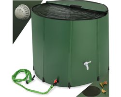 tectake® Regenwatertank voor tuin en camping - Opvouwbare ton - Regenton met deksel en kraan, watertank, regenwateropvangbak, waterton - 750L - groen