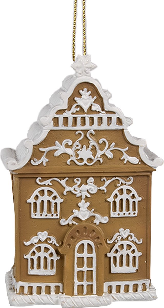 Clayre & Eef Kersthanger Gingerbread house 6x4x9 cm Bruin Polyresin