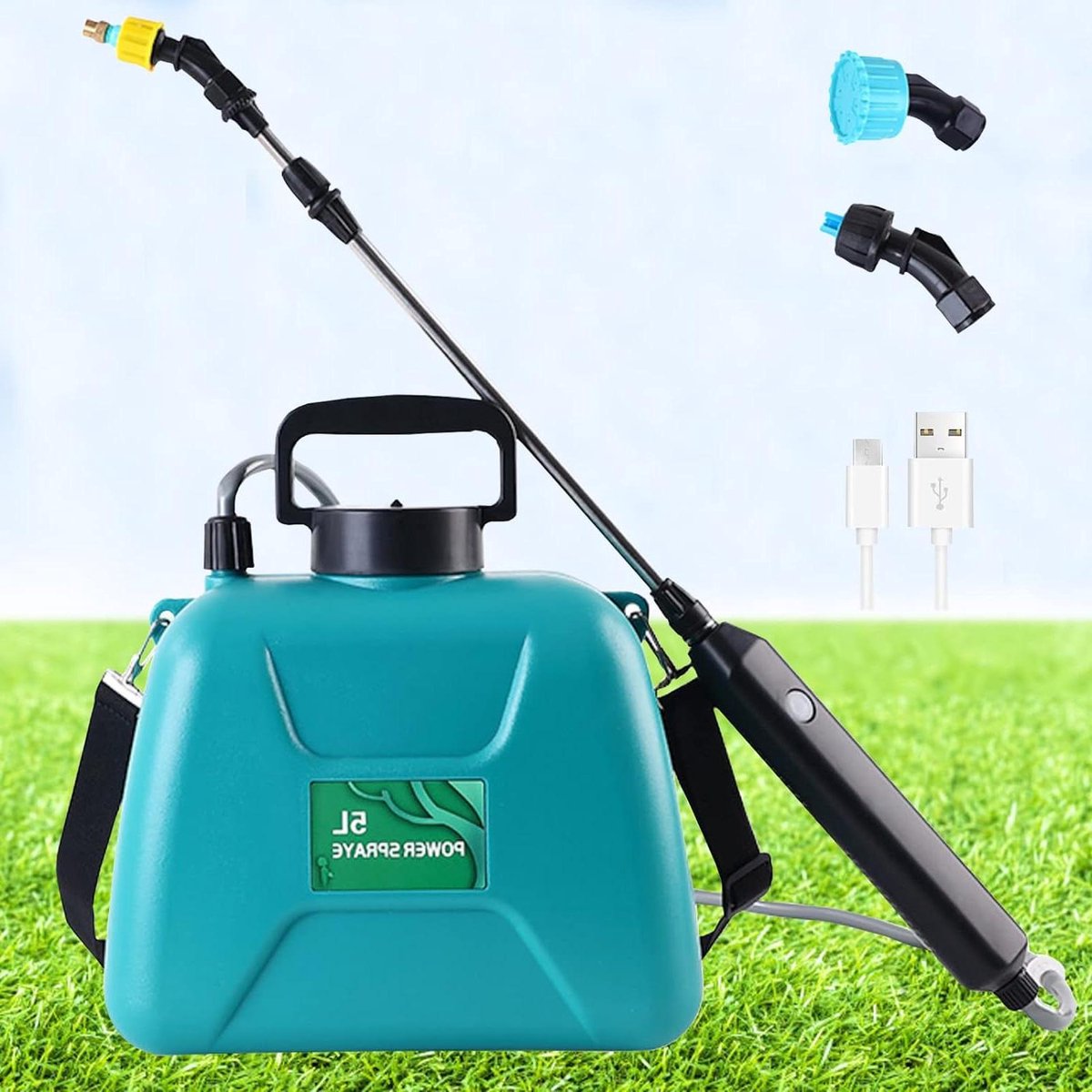 DOUBFIVSY Elektrische plantensproeier, tuinsproeier met 3 sproeiers en DOUBFIVSY Elektrische plantensproeier, tuinsproeier met 3 sproeiers en