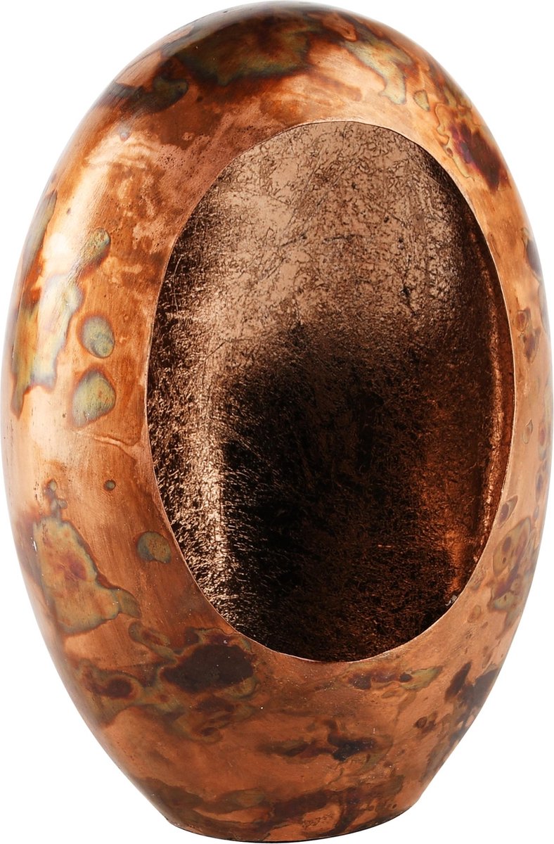 Dekoratief | Theelichthouder open ei 'Copper Cosmos', metaal, 14x8x20cm | A248287