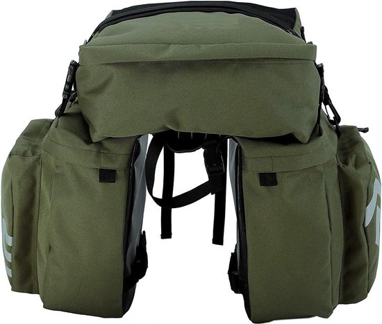 XPhonew Fietstas, 3 in 1 37L waterdichte fietstas achterbagagetas fiets achterbank kofferbak tas zadeltas voor mountainbike met afneembare schouderriem en reflecterend teken (leger G) van XPhonew — afbeelding 3