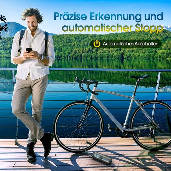 Fietspomp Bandopblazer Draagbare Luchtcompressor voor Auto Max 150PSI/103 Bar - Automatische Stop Luchtpomp - Presta Schrader Dunlop ventiel Fietspomp — afbeelding 2