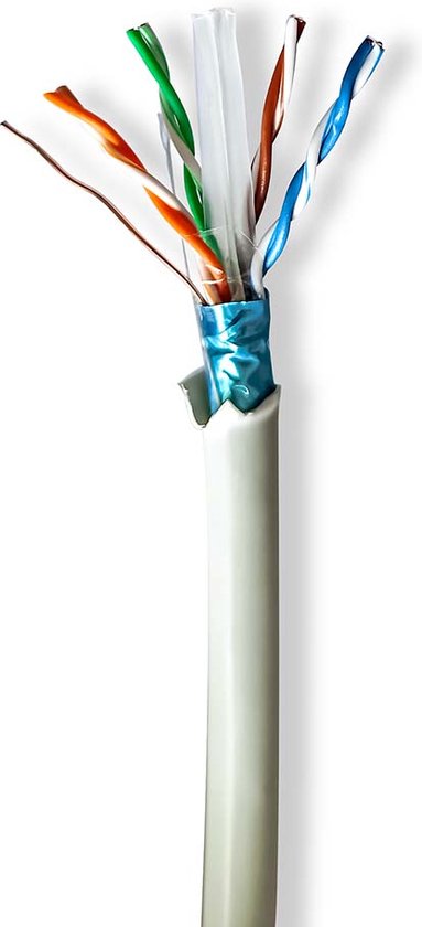 Enrouleur de câble Réseau Nedis - CAT6 - Multibrin - F/UTP - Koper - 50,0 m - Binnenshuis - Rond - LSZH - Grijs - Boîte de tirage