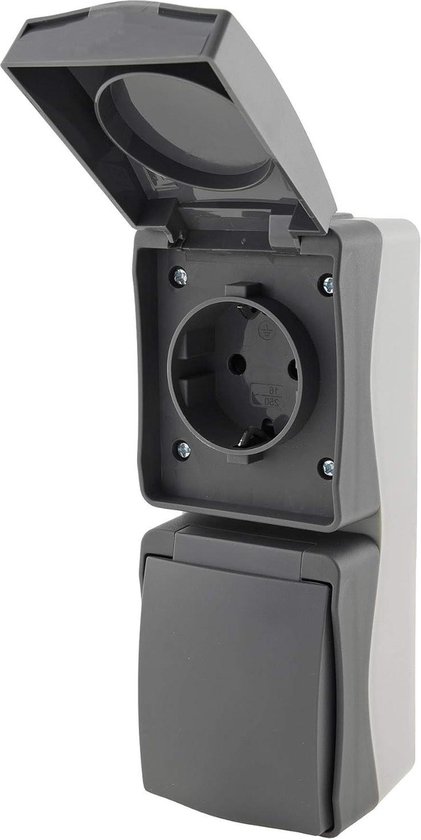 Opbouw wandcontactdoos voor natte ruimtes met beschermklep IP54