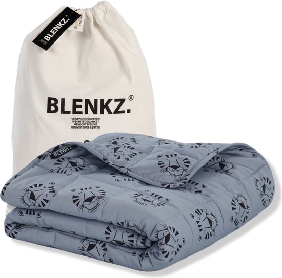 BLENKZ - Verzwaringsdeken 5kg - 140x200 - Tigerface Blue - verzwaringsdeken 1 persoons - Kids vanaf ±7 jaar - Tieners, jong volwassenen - zwaartedeken - verzwaringsdekens