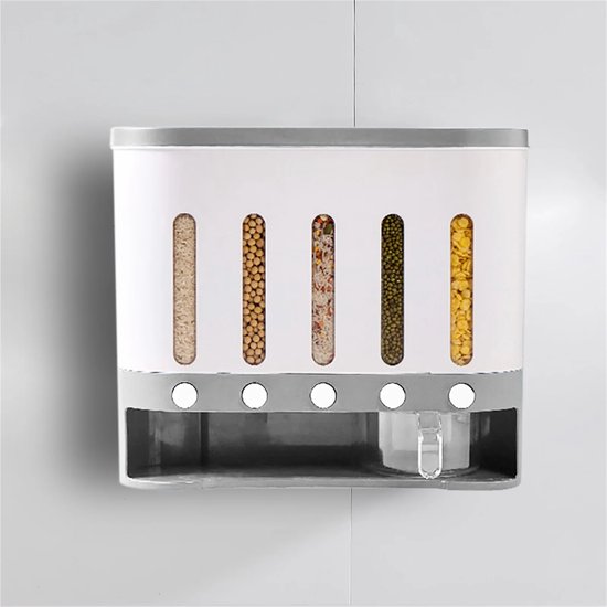 Granendispenser - gemakkelijk te gebruiken Droogvoedseldispenser Granencontainers Perfect als snoep, noten, rijst, muesli, voedseldispenser & meer - dosering 1 oz per draai en behoud versheid., zwart Dubbel