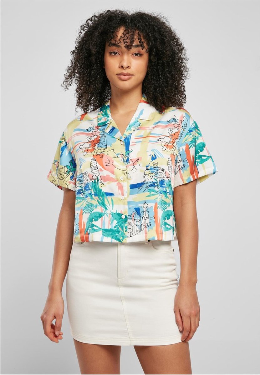 Urban Classics AOP Satin Resort Blouse 5XL Multicolours Multicolor