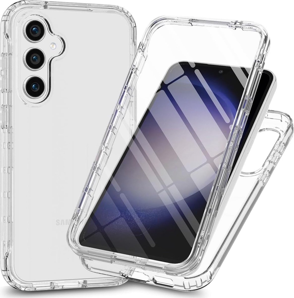 Hoesje + Screenprotector geschikt voor Samsung Galaxy A15 - 2in1 Case Transparant