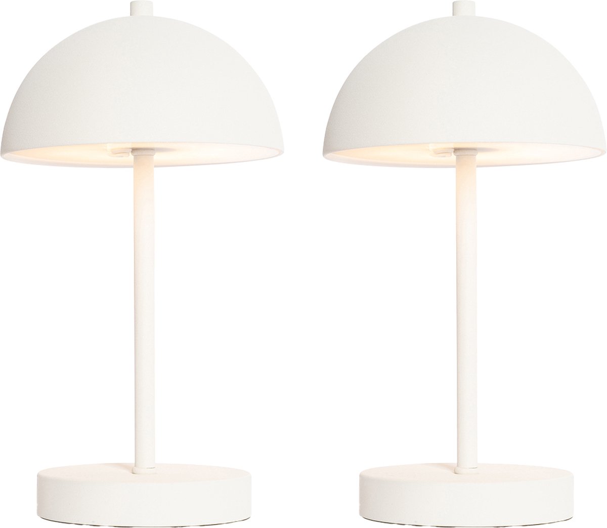 QAZQA keira - Moderne Dimbare LED Draadloze Oplaadbare Tafellamp USB met Dimmer - 2 stuks - H 29.3 cm - Wit - Buitenverlichting