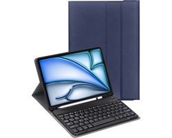 Hoes - Geschikt voor Apple iPad Air 2024/2025/2026 (M3/M4) - 13 inch - Toetsenbord Case - Keyboard Book Cover - Hoesje - Donkerblauw