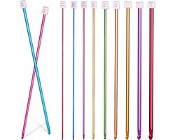 YONO Tunische Haaknaalden - Breinaalden met Knop - Tunisch Haken - Tunisian Crochet - 11 Stuks