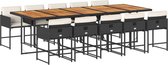 vidaXL - 11-delige - Tuinset - met - kussens - poly - rattan - zwart