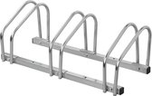 ProPlus Fietsenrek voor 3 Fietsen 72 x 32,5 x 27 cm – Fietsenstandaard van Gegalvaniseerd Staal voor Garage en Buiten – Vrijstaand of Geschikt voor Vloer- en Wandmontage – Zilver