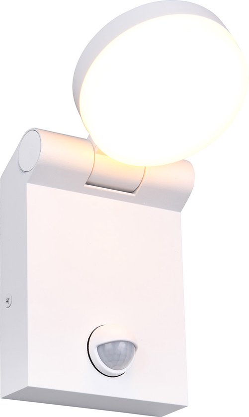 LED Tuinverlichting - Wandlamp Buitenlamp - Torna Nuri - 7.5W - Aanpasbare Kleur - Spatwaterdicht IP44 - Mat Wit - Bewegingssensor - Aluminium