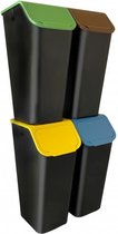 Practic Bini - Prullenbak / afvalscheidingsbakken / Scheidingsprullenbakken - Set van 4 stuks 4x35l - Zwart