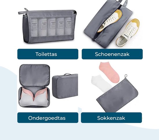 Cubes d'emballage Premium Set - 9 pièces - Cubes d'emballage Compression - Rangement pour sièges-auto de bagages - Cube de compression - Cubes d'emballage Sac à dos - Cubes d'emballage - Blauw- Marine