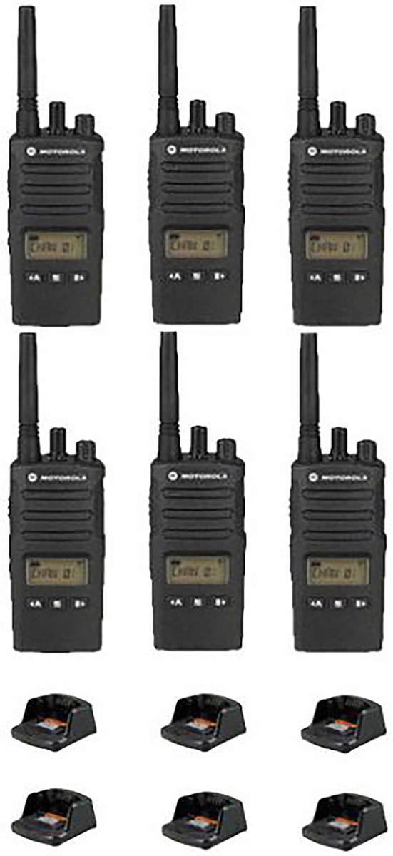 Set van 6 Motorola XT460 IP55 PMR446 Portofoon met tafellader