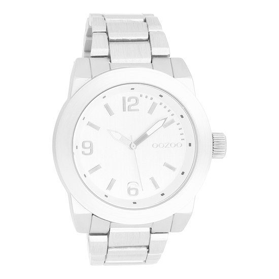 OOZOO Timepieces - Zilverkleurige horloge met zilverkleurige roestvrijstalen armband - C7520