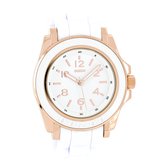 OOZOO Timepieces - Rosé goudkleurige horloge met witte rubber band - C4916