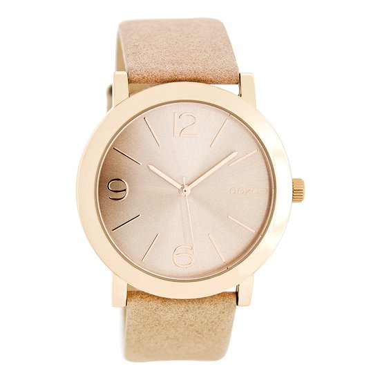 OOZOO Timepieces - Rosé goudkleurige horloge met oud roze leren band - C8711