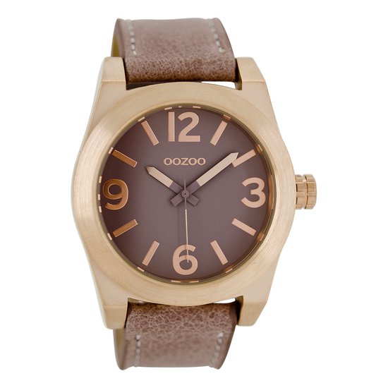OOZOO Timepieces - Rosé goudkleurige horloge met oud roze leren band - C6737
