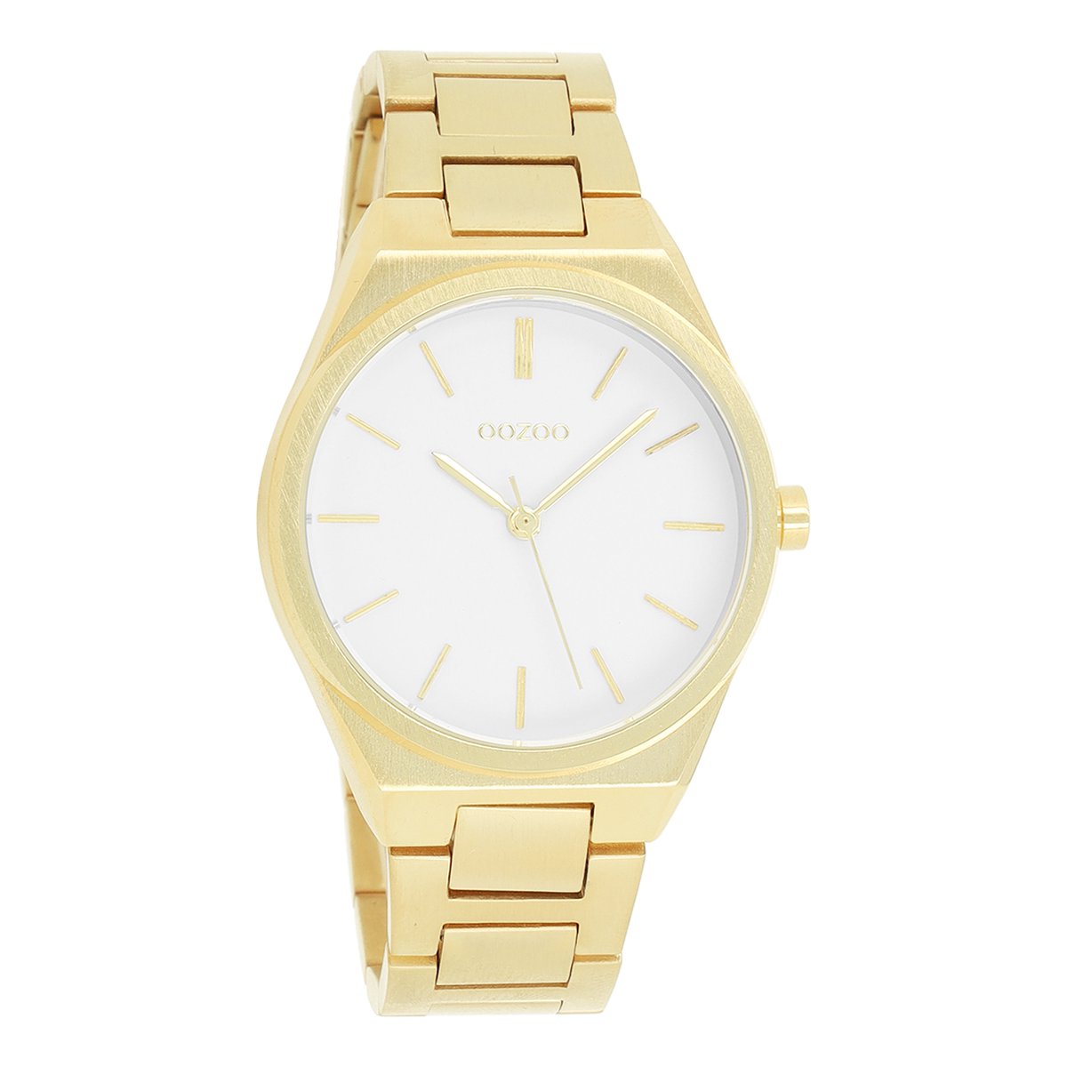 OOZOO Timepieces - Goudkleurige horloge met goudkleurige roestvrijstalen armband - C10527