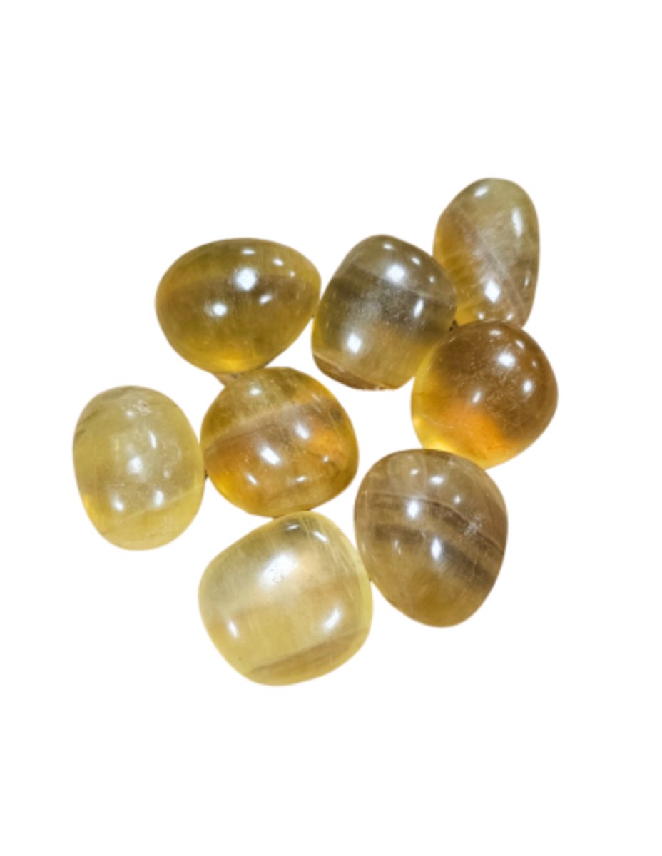 Ruben Robijn Fluoriet geel 250 gr. trommelstenen (mt3)