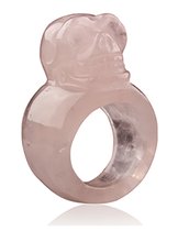 Bague pierre gemme crâne Quartz rose - taille 17,5
