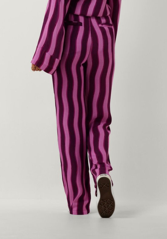 Colourful Rebel Melody Stripes Straight Pants Broeken Dames - Paars - Maat M