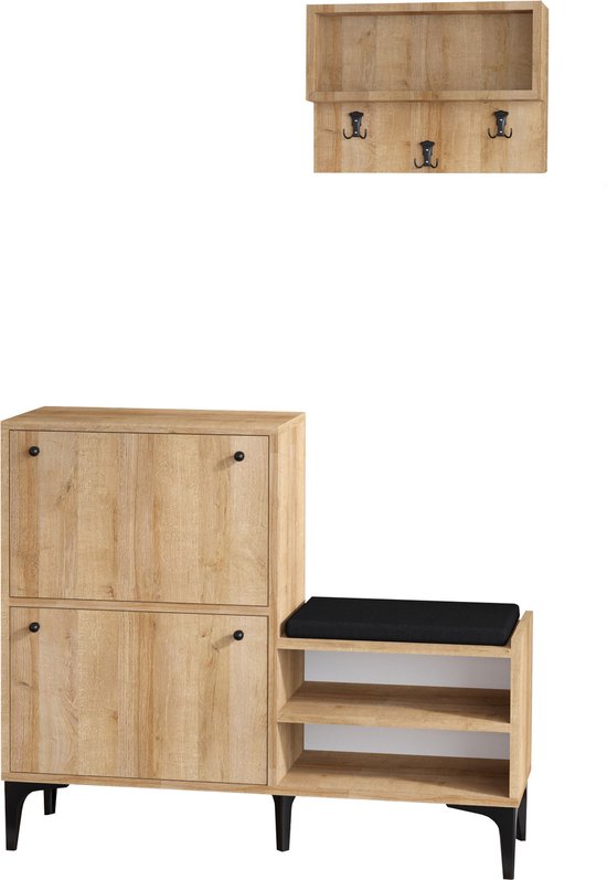 Bred Meuble à chaussures | 100 % MÉLAMINE | Chêne - Asir Group - Armoires de couloir - Brun - Mélamine - Armoires de couloir