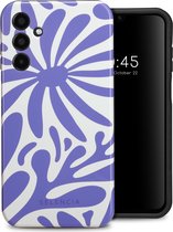 Selencia Hoesje Geschikt voor Samsung Galaxy A15 (5G) / A15 (4G) Hoesje - Selencia Vivid Backcover - Modern Bloom Sapphire Blue
