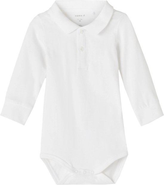 NAME IT NBMHOLGER LS POLO BODY NOOS Jongens Rompertje - Bright White - Maat 56