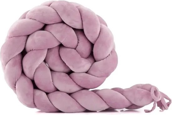 Tour de lit Tresse Velours 210cm Framboise Bumper de lit Framboise
