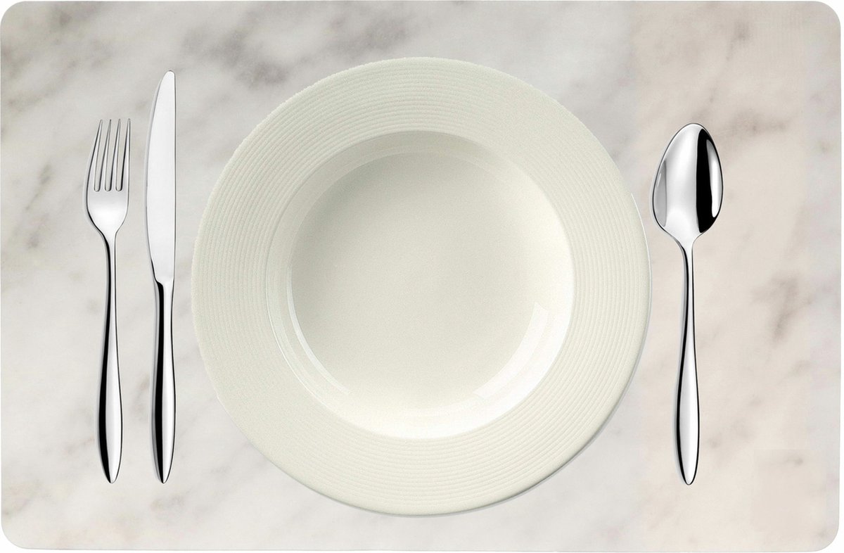 Bellatio design Placemats - 2 stuks - marmer look - grijs - 43 x 28 cm - tafel onderleggers