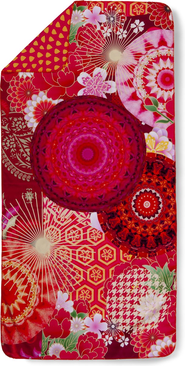 HIP Sporthanddoek "mandala's en bloemen" - Rood - (50x100 cm) - Microvezel
