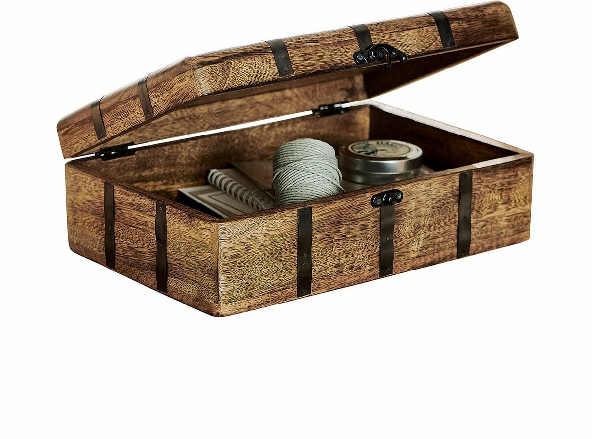 Loberon Decoratieve box Dennis Port bruin zwart