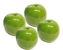 Bellatio Design Kunstfruit decofruit - appels - 4x stuks - ongeveer 9 cm - glimmend groen - Granny Smith