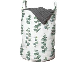 Eucalyptus waszak, aquarel zoals bladeren, wasmand met handgrepen trekkoordsluiting voor wassalons, 33 cm breed x 49 cm hoog, lauriergroen