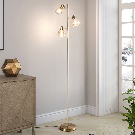 Lampadaire 3 lumières en verre ambré - Pieta