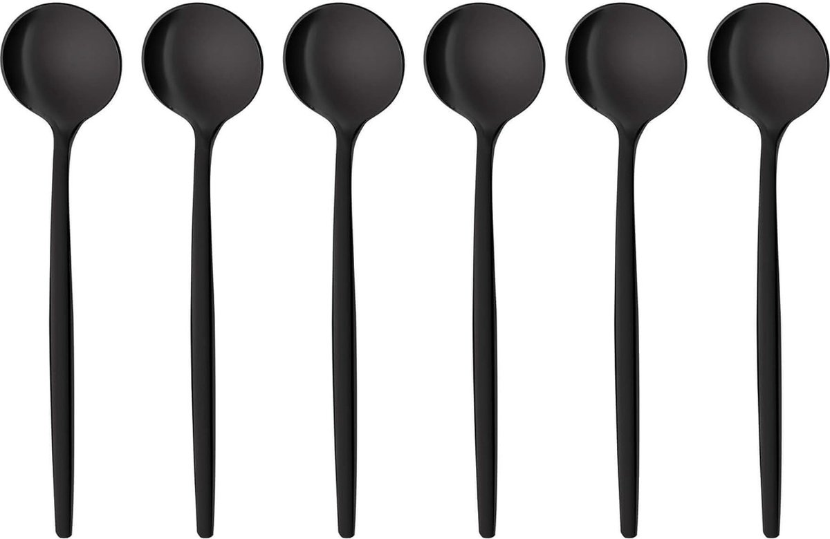 Espressollepel Provence, zwart, 6 stuks, espressolepels van roestvrij staal, vaatwasmachinebestendig, kleine lepel