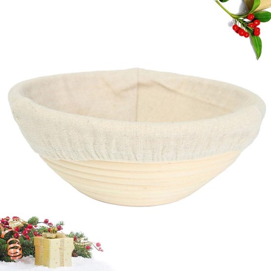Patisdécor - Rotan en Linnen Rijsmandje Rond 20 cm - Les Secrets du Chef