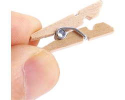 Finnacle - Wasknijpers - Mini knijpers - Foto clips - Blank hout - 100 stuks