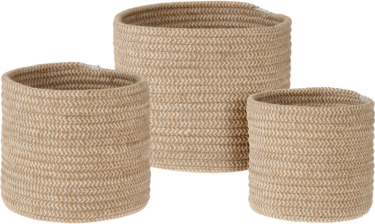 Opbergmanden NATURAL, set van 3 stuks